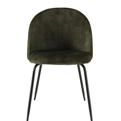 Macabane Lot de 2 chaises velours vert sapin dossier arrondi Best