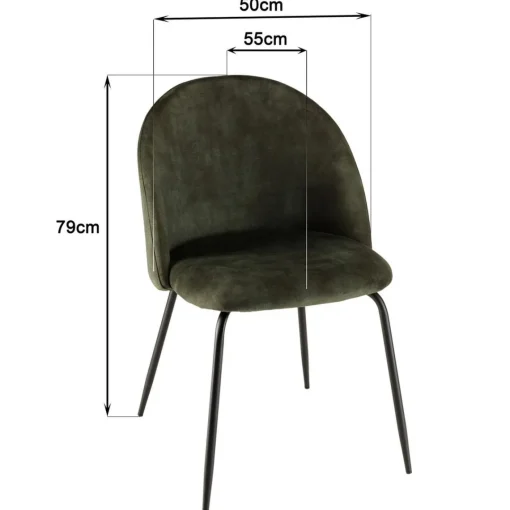 Macabane Lot de 2 chaises velours vert sapin dossier arrondi Best
