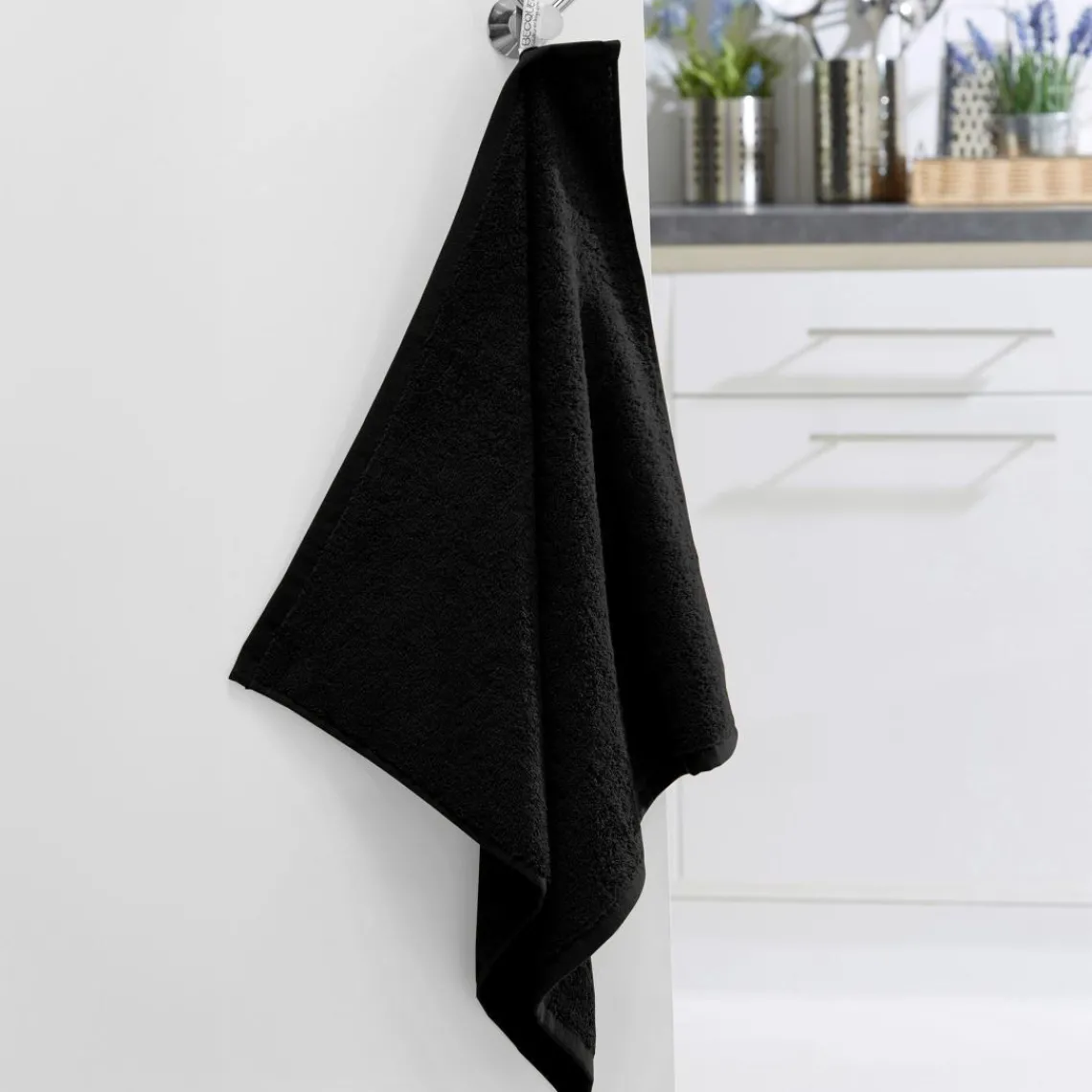 Becquet Lot de 2 Essuie-mains carré PRATIK coloré Lauréat Noir Discount