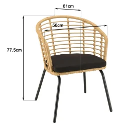 Macabane Lot de 2 fauteuils en rotin synthétique couleur naturelle MALO Hot