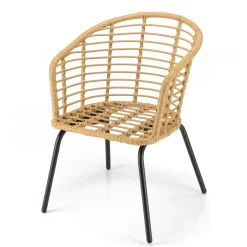 Macabane Lot de 2 fauteuils en rotin synthétique couleur naturelle MALO Hot