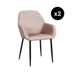 3S. x Home Lot de 2 Fauteuils GIULIA Rose Velours Côtelé Rose clair Sale