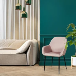 3S. x Home Lot de 2 Fauteuils GIULIA Rose Velours Côtelé Rose clair Sale