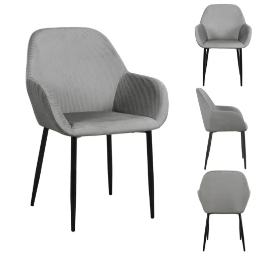 3S. x Home Lot de 2 Fauteuils GIULIA Foncé Velours Côtelé Gris Online
