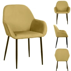 3S. x Home Lot de 2 Fauteuils GIULIA Moutarde Velours Côtelé Jaune