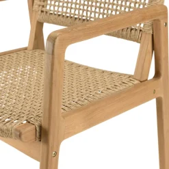 Macabane Lot de 2 fauteuils jardin teck naturel rotin synthétique beige VALERIA
