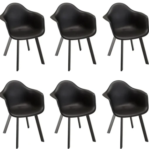 Macabane Lot de 6 fauteuils noirs dossier arrondi MALO Hot