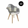 3S. x Home Lot de 2 Fauteuils Patchwork Gris Outlet