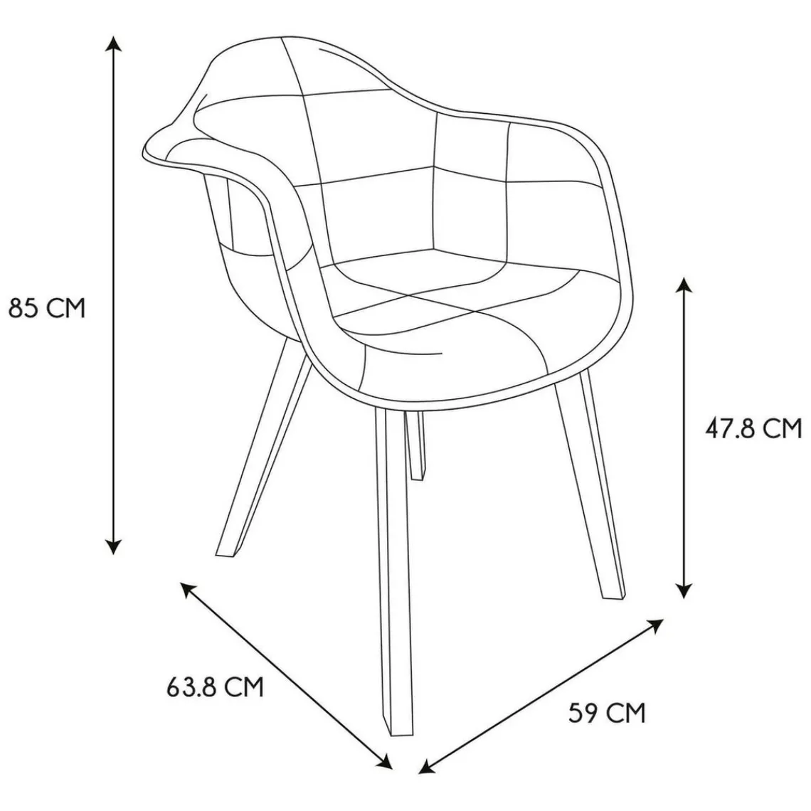 3S. x Home Lot de 2 Fauteuils Patchwork Gris Outlet