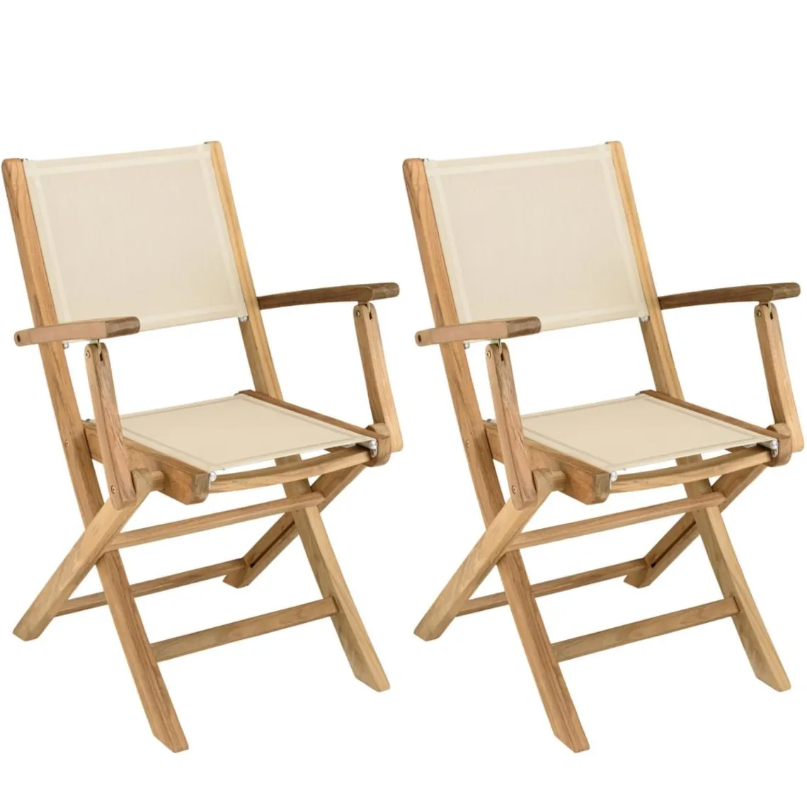 Macabane Lot de 2 fauteuils pliants textilène couleur beige Discount
