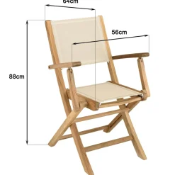 Macabane Lot de 2 fauteuils pliants textilène couleur beige Discount