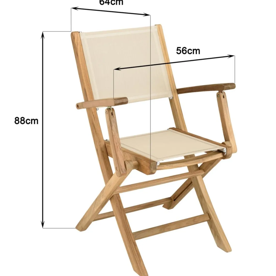 Macabane Lot de 2 fauteuils pliants textilène couleur beige Discount