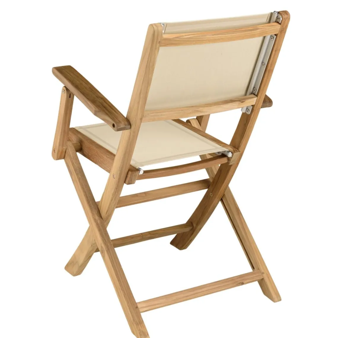 Macabane Lot de 2 fauteuils pliants textilène couleur beige Discount