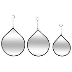 3S. x Home Lot de 3 miroirs goutte Leny Métal noir Discount