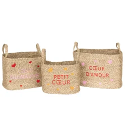 3S. x Home Lot de 3 paniers enfant Neree Motif cœur Outlet