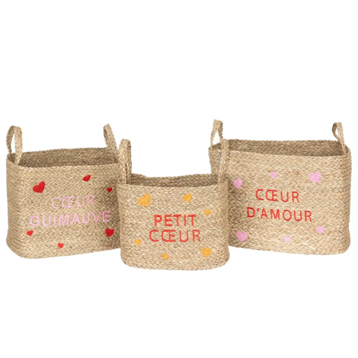 3S. x Home Lot de 3 paniers enfant Neree Motif cœur Outlet