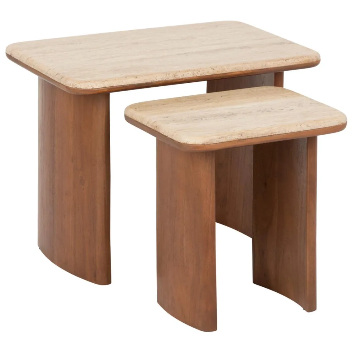3S. x Home Lot de 2 tables basses Jivan Travertin Bois Clearance
