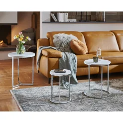 3S. x Home Lot de 2 tables d'appoint blanc chromé Outlet