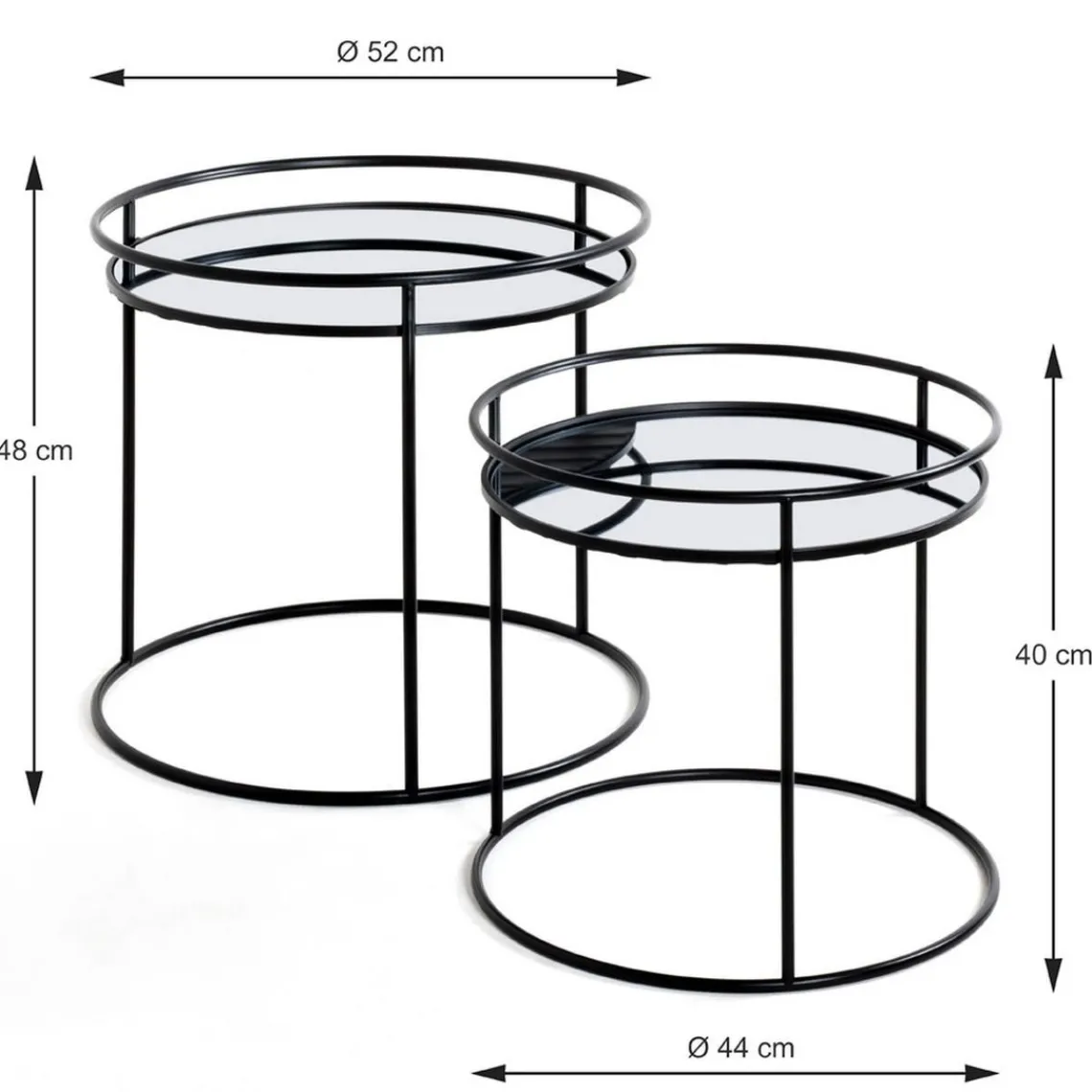 3S. x Home lot de 2 tables d'appoint en tube d'acier laqué noir Discount