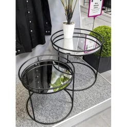 3S. x Home lot de 2 tables d'appoint en tube d'acier laqué noir Discount