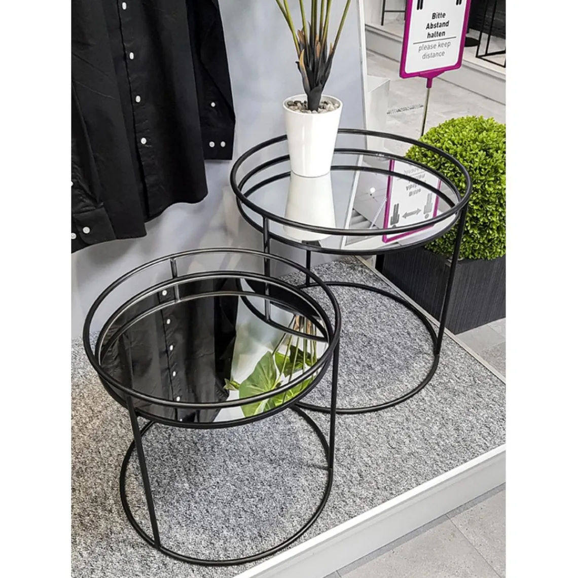 3S. x Home lot de 2 tables d'appoint en tube d'acier laqué noir Discount