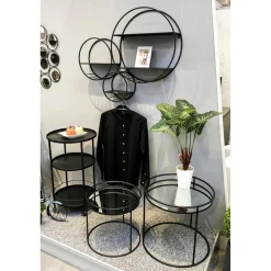 3S. x Home lot de 2 tables d'appoint en tube d'acier laqué noir Discount