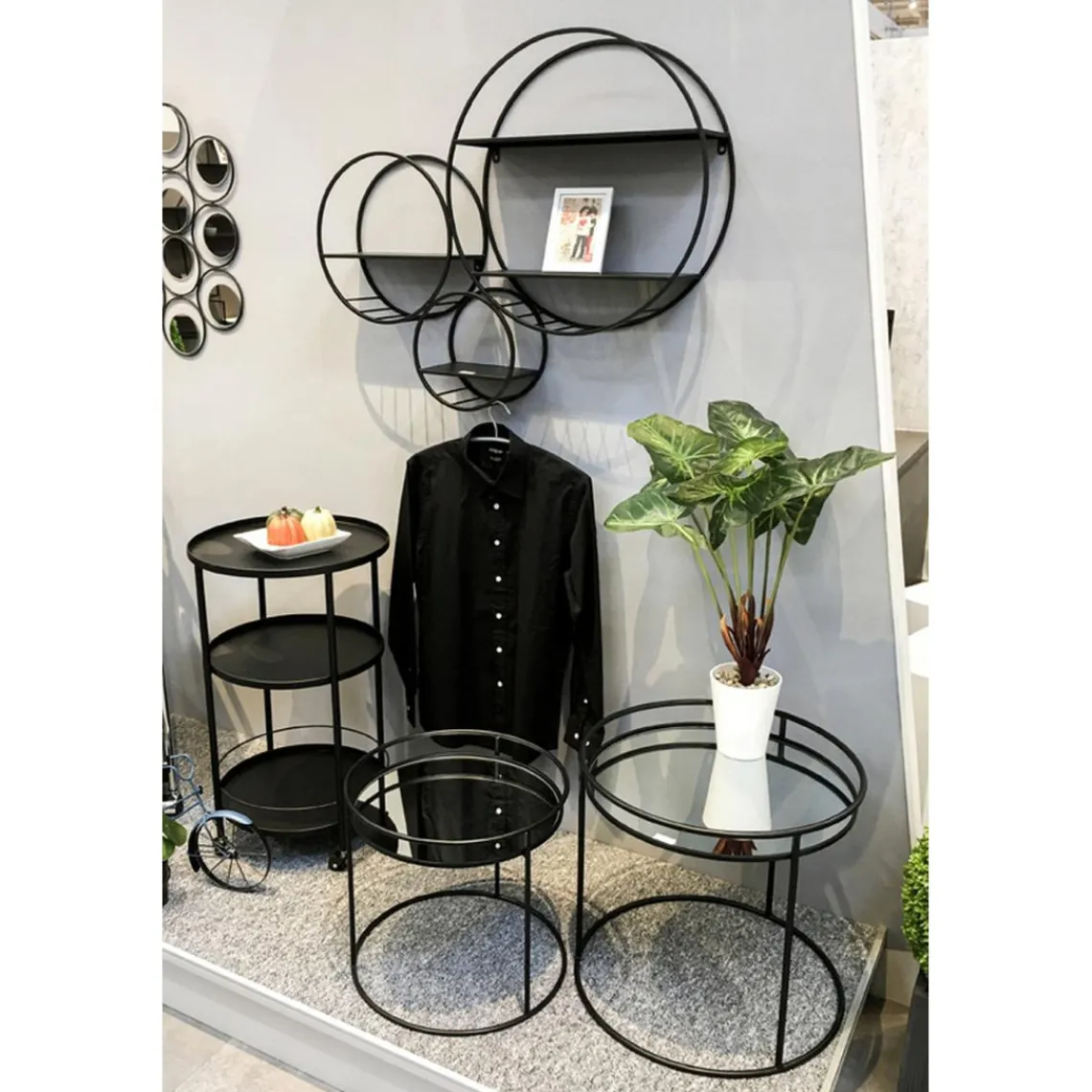 3S. x Home lot de 2 tables d'appoint en tube d'acier laqué noir Discount