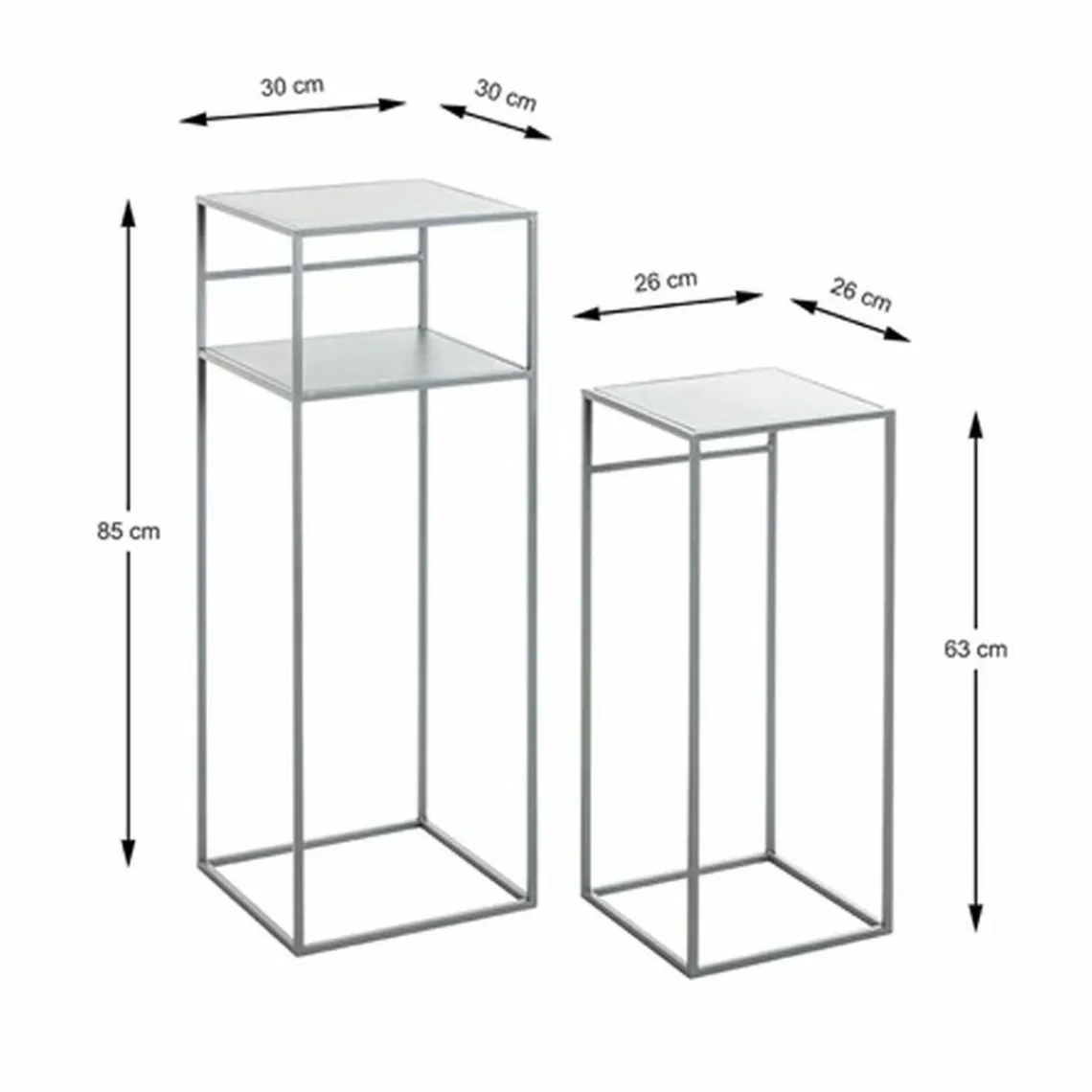 3S. x Home Lot de 2 tables d'appoint en métal gris Discount