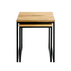 3S. x Home Lot de 2 tables d'appoint gigognes plateau chêne Best