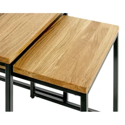 3S. x Home Lot de 2 tables d'appoint gigognes plateau chêne Best