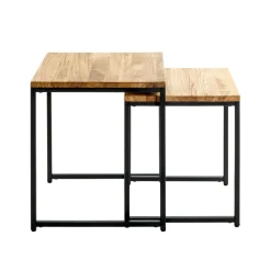 3S. x Home Lot de 2 tables d'appoint gigognes plateau chêne Best