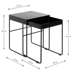 3S. x Home Lot de 2 tables d'appoint noir New