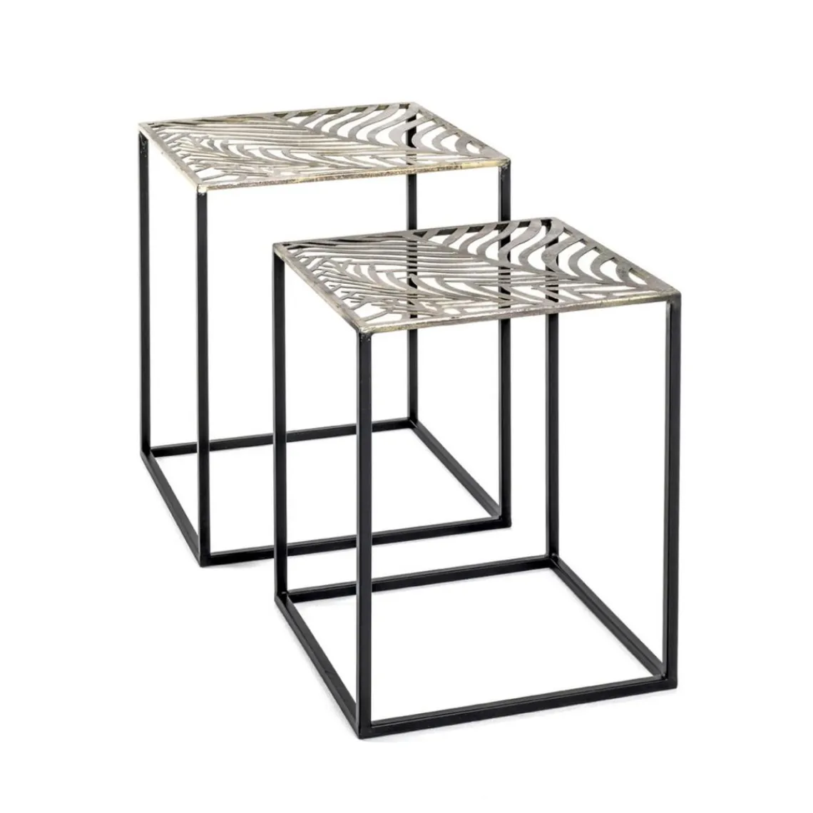 3S. x Home lot de 2 tables d'appoint plateau carré avec structure en tube d'acier Outlet