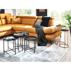 3S. x Home lot de 3 tables structure en tube d'acier laqué noir Outlet