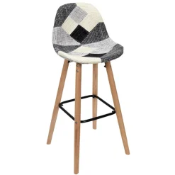 3S. x Home Lot de 2 Tabourets De Bar Patchwork Gris Hot