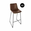 3S. x Home lot de 2 Tabourets de bar marron Best