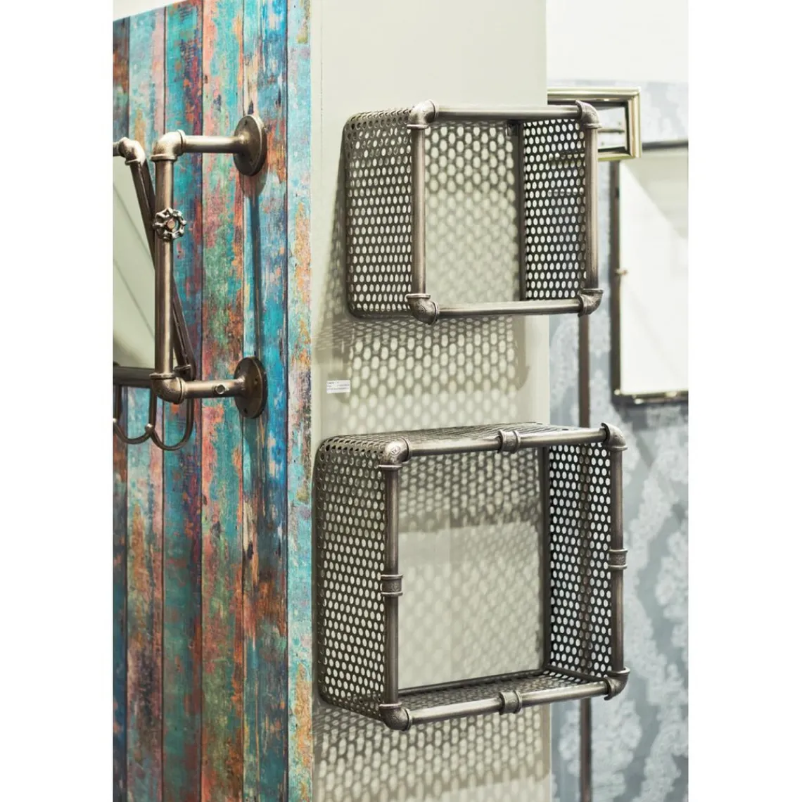 3S. x Home Lot de 2 étagères murales en Acier laqué Gris anthracite New