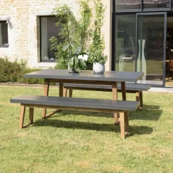 Macabane Lot jardin HOUSTON table et 2 bancs HECTOR Outlet