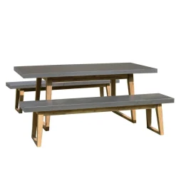 Macabane Lot jardin HOUSTON table et 2 bancs HECTOR Outlet