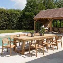 Macabane Lot n°5 Salon de jardin teck recyclé et teck 8/10 personnes KALLY Outlet