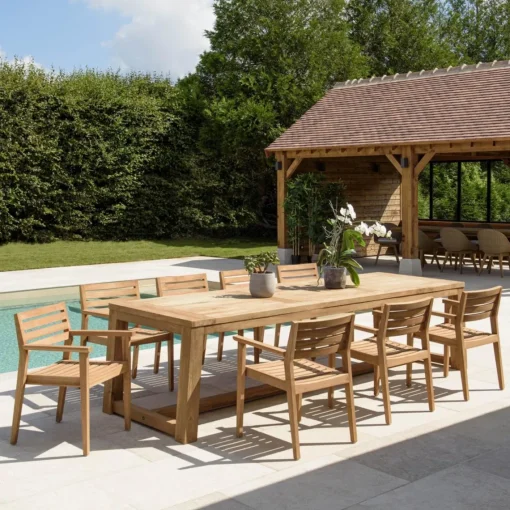 Macabane Lot n°5 Salon de jardin teck recyclé et teck 8/10 personnes KALLY Outlet