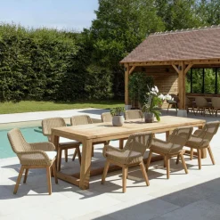 Macabane Lot n°6 Salon de jardin teck recyclé rotin synthétique 8/10 personnes KALLY Outlet