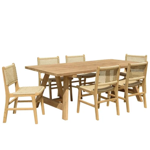 Macabane Lot n°16 Salon de jardin teck recyclé rotin synthétique 6 personnes VALERIA Discount