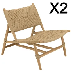 Macabane Lot n°35 Salon de jardin teck recyclé rotin synthétique 2 personnes VALERIA Outlet