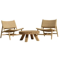 Macabane Lot n°35 Salon de jardin teck recyclé rotin synthétique 2 personnes VALERIA Outlet