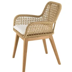 Macabane Lot n°22 Salon de jardin teck recyclé rotin synthétique 4 personnes VALERIA New