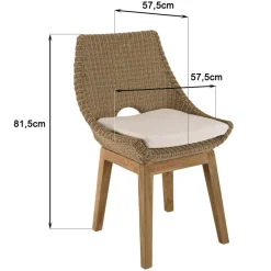 Macabane Lot n°15 Salon de jardin teck recyclé rotin synthétique 6/8 personnes KALLY Outlet