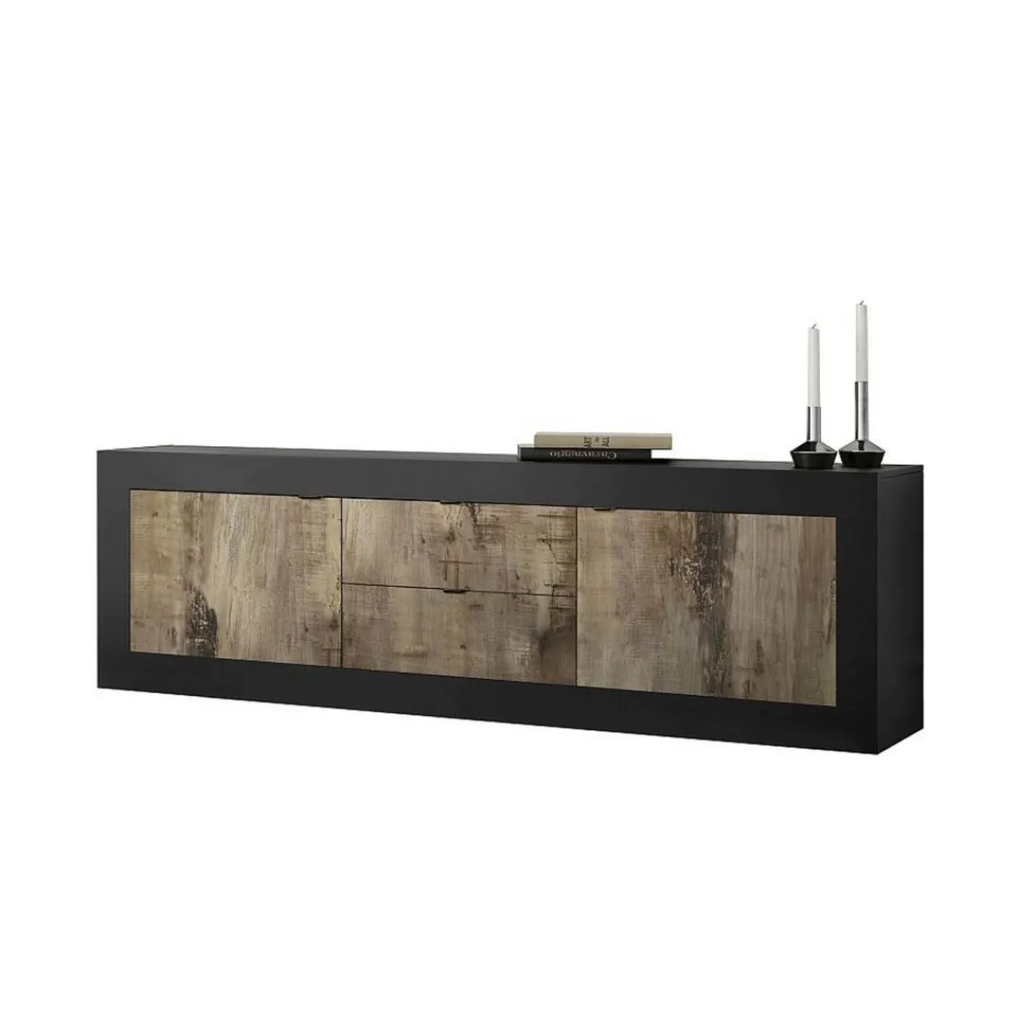 3S. x Home Lowboard 2 portes et 2 tiroirs en panneaux de particules Outlet