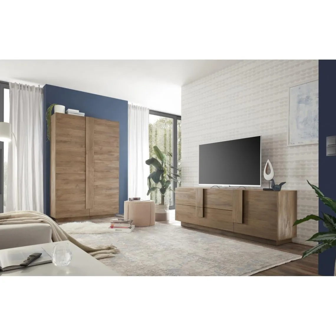 3S. x Home Lowboard 2 tiroirs1 porte en panneaux de particules New