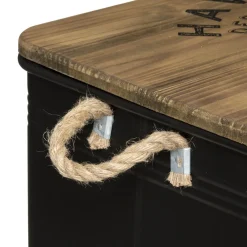 3S. x Home Malle en Métal Bois Noir Cuba Sale